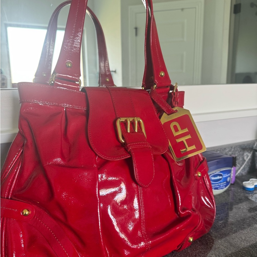 HP Red Shoulder Bag with Glossy Finish